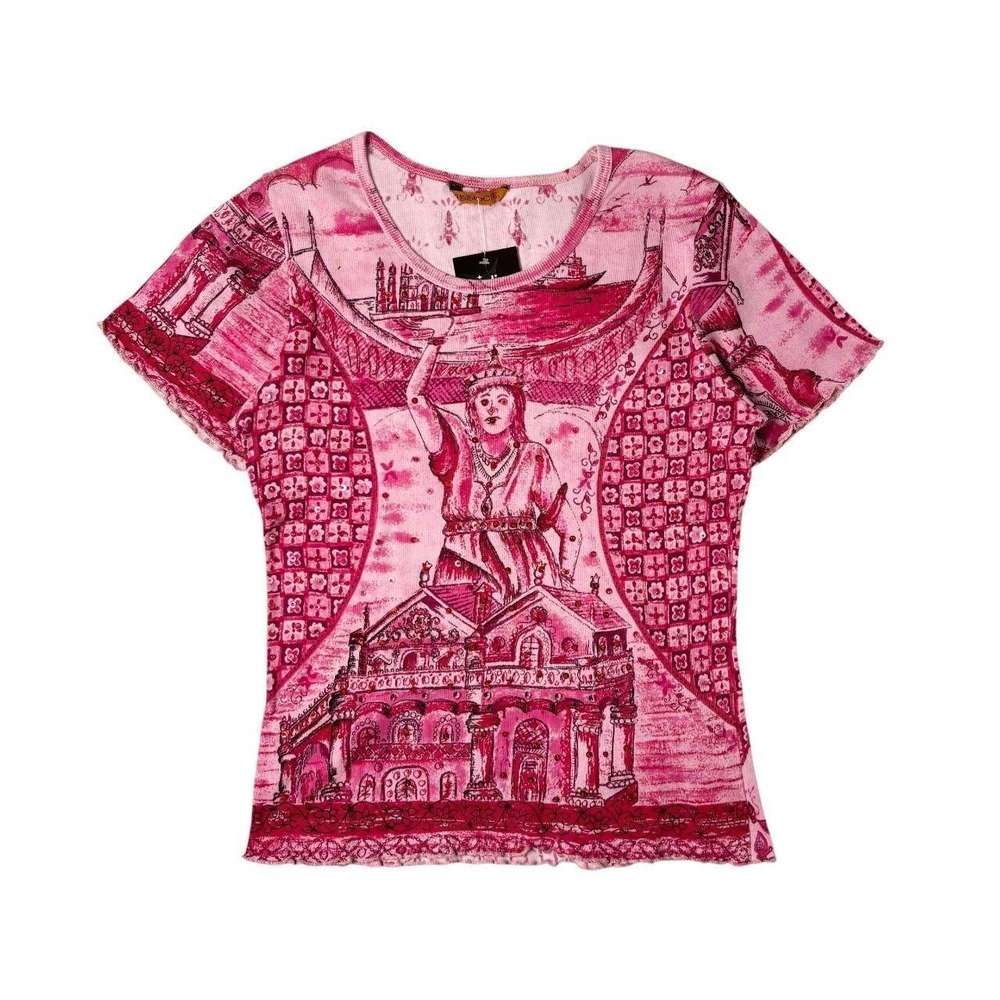 Associe beaded architectural graphic baby tee